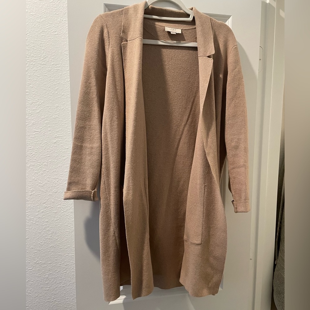 Loft Petite Camel Sweater - Blazer 3/4 Sleeves Size Large